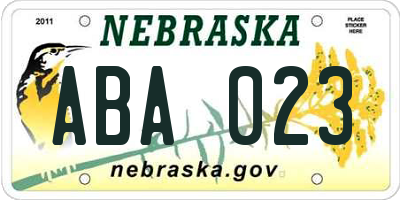 NE license plate ABA023