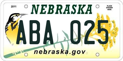 NE license plate ABA025