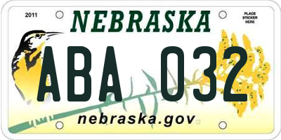 NE license plate ABA032