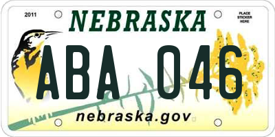 NE license plate ABA046