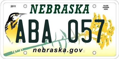 NE license plate ABA057