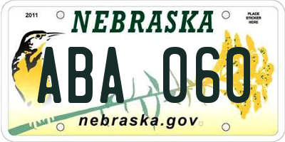 NE license plate ABA060