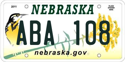 NE license plate ABA108
