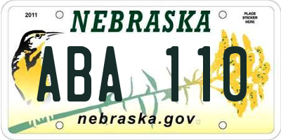 NE license plate ABA110