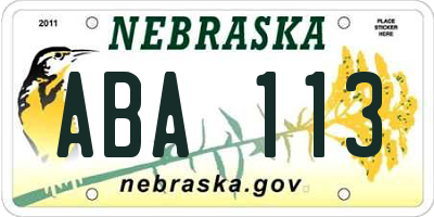 NE license plate ABA113