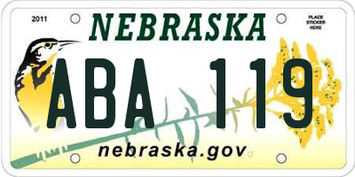 NE license plate ABA119