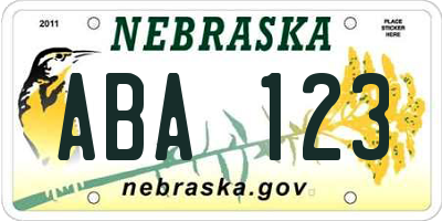 NE license plate ABA123