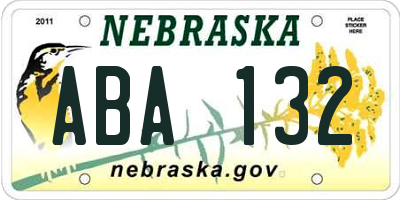 NE license plate ABA132