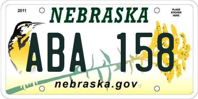 NE license plate ABA158