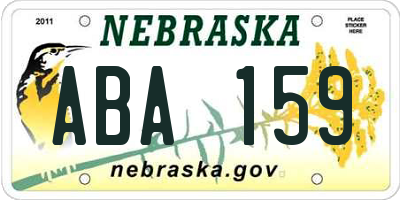 NE license plate ABA159