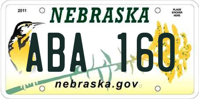 NE license plate ABA160