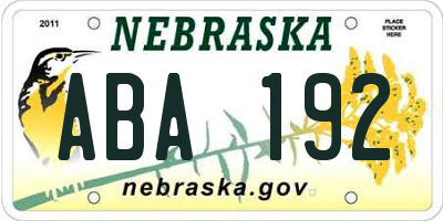 NE license plate ABA192