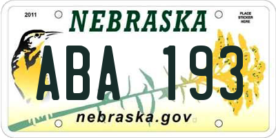 NE license plate ABA193