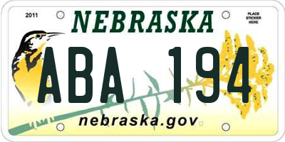 NE license plate ABA194