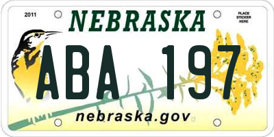 NE license plate ABA197