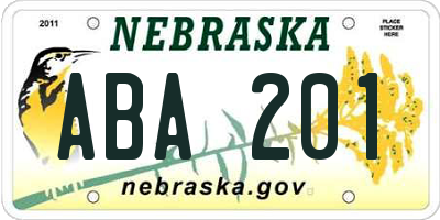 NE license plate ABA201