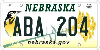 NE license plate ABA204