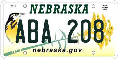 NE license plate ABA208