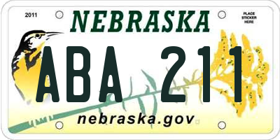 NE license plate ABA211
