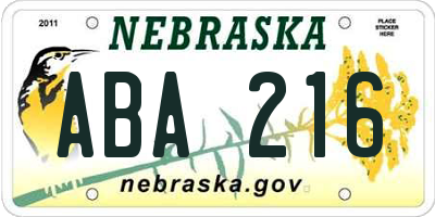 NE license plate ABA216