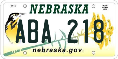 NE license plate ABA218
