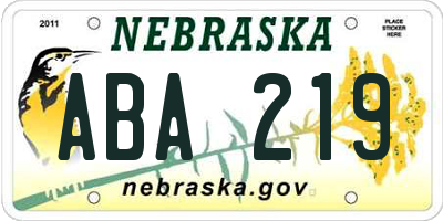 NE license plate ABA219