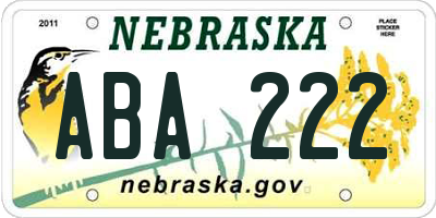NE license plate ABA222