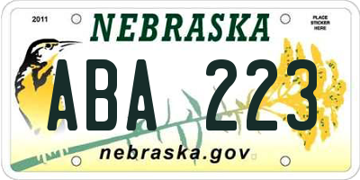 NE license plate ABA223