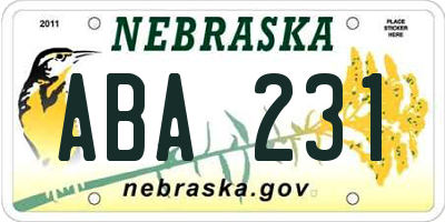 NE license plate ABA231