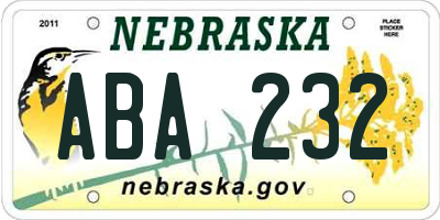 NE license plate ABA232