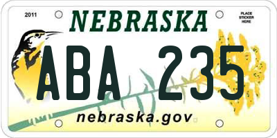 NE license plate ABA235