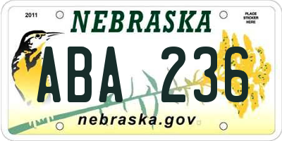 NE license plate ABA236