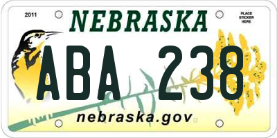 NE license plate ABA238