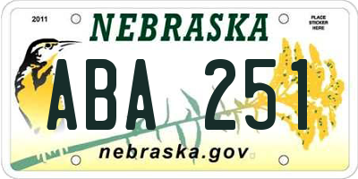 NE license plate ABA251