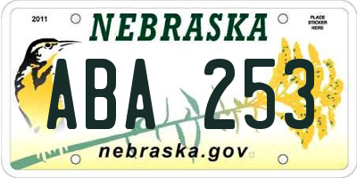 NE license plate ABA253