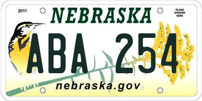 NE license plate ABA254