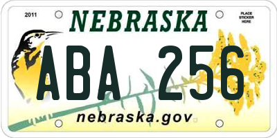 NE license plate ABA256