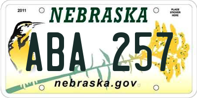 NE license plate ABA257