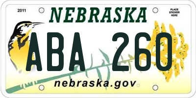 NE license plate ABA260