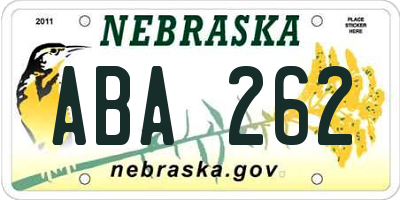 NE license plate ABA262