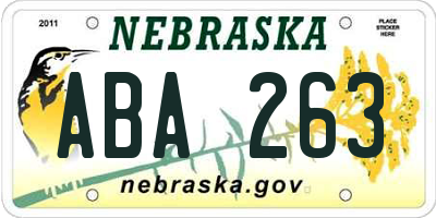 NE license plate ABA263