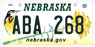 NE license plate ABA268
