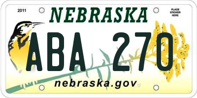 NE license plate ABA270