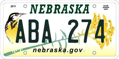 NE license plate ABA274