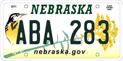 NE license plate ABA283