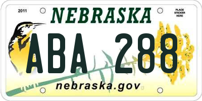 NE license plate ABA288