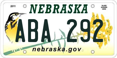 NE license plate ABA292