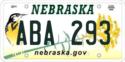 NE license plate ABA293