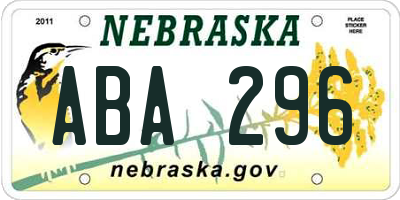 NE license plate ABA296