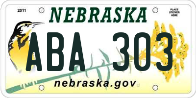 NE license plate ABA303